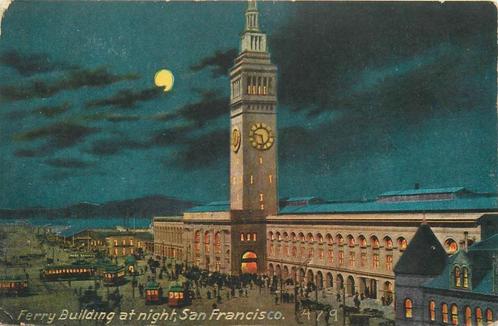 (701-459-011) San Francisco CA Ferry Building, Verzamelen, Ansichtkaarten | Buitenland, Buiten Europa, Voor 1920, Verzenden