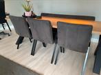 Complete set eetkamerstoelen+bank, Huis en Inrichting, Stoelen, Ophalen, Gebruikt, Stof, Industrieel
