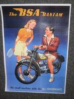 Brommer Motor BSA Bantam + Tennis Zeer Oude Reclame, Verzamelen, Verzenden, Gebruikt, A1 t/m A3, Film en Tv