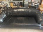 Zitbank zwart leer, Huis en Inrichting, Banken | Bankstellen, Ophalen, Gebruikt, Driepersoons, Rechte bank