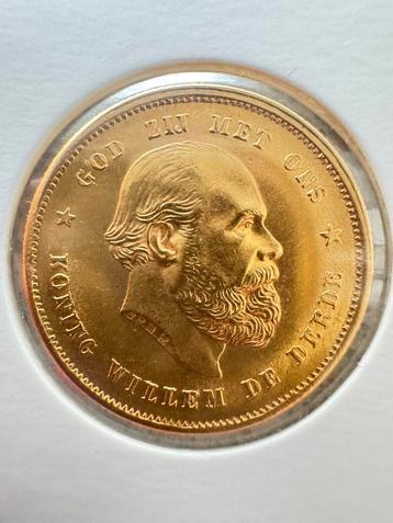 Gouden tientje Gulden Willem III 1888 FDC beschikbaar voor biedingen
