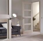 Binnendeur met glas wit voorgelakt stomp NIEUW, Doe-het-zelf en Verbouw, Deuren en Horren, Niet ingevuld, 80 tot 100 cm, Binnendeur