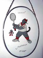 Vintage raamhanger kat glas Happy Cat Designs -George tennis, Ophalen of Verzenden, Zo goed als nieuw