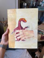 Dino in Hand - Kunstprint 21x30cm, Ophalen of Verzenden