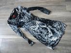 Desigual grijs zwart wit jurk lange mouw mt 36 38 kleine 40, Grijs, Onder de knie, Zo goed als nieuw, Maat 36 (S)