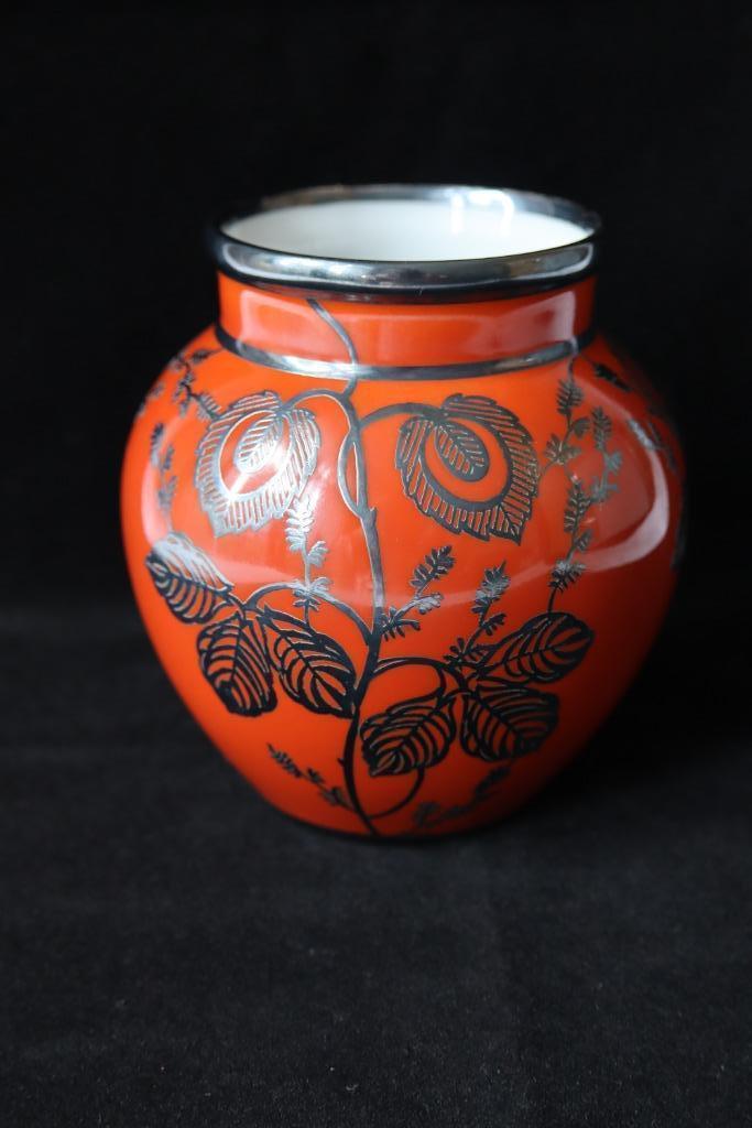 Antiek Hutschenreuther zilver overlay vase 1930, Antiek en Kunst, Antiek | Porselein, Ophalen of Verzenden