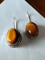 Mooie 925 oorbellen met tijgeroog, Sieraden, Tassen en Uiterlijk, Oorbellen, Hangers, Bruin, Verzenden, Nieuw