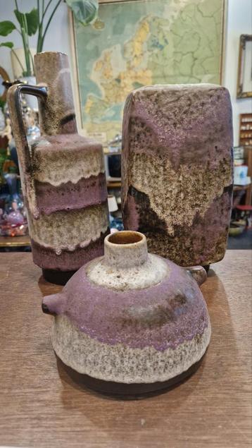 3 Fat Lava Ruscha keramiek vazen - Paars beschikbaar voor biedingen
