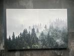 Landschap canvas mistig bos naaldbomen, Ophalen of Verzenden