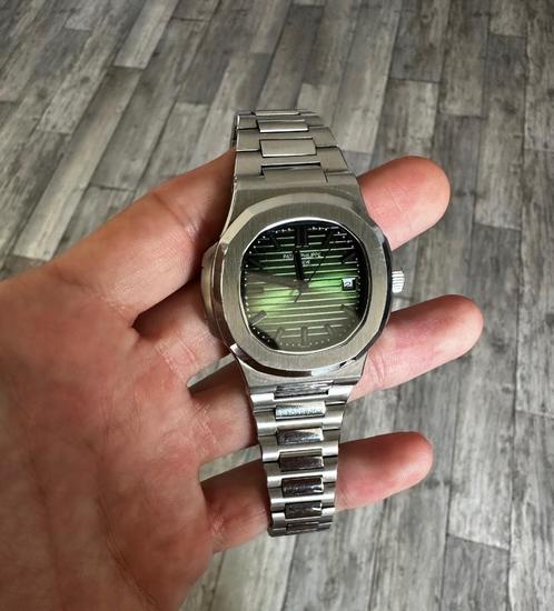 Patek Philippe Groen/Zwart Horloge, Sieraden, Tassen en Uiterlijk, Horloges | Heren, Nieuw, Overige merken, Staal, Staal, Ophalen of Verzenden