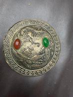 Vintage Bronzen Spiegel met Draak en Feniks, Sieraden, Tassen en Uiterlijk, Broches, Brons, Gebruikt, Overige kleuren, Ophalen of Verzenden