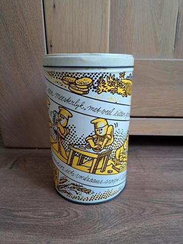 Bewaarblik beschuitbus De Echte Bakker hoogte 21, dia 13 cm beschikbaar voor biedingen