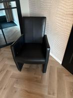 6 hele mooie en zeer nette echt leren eetkamerstoelen H&H, Ophalen, Zwart, Leer, Zo goed als nieuw