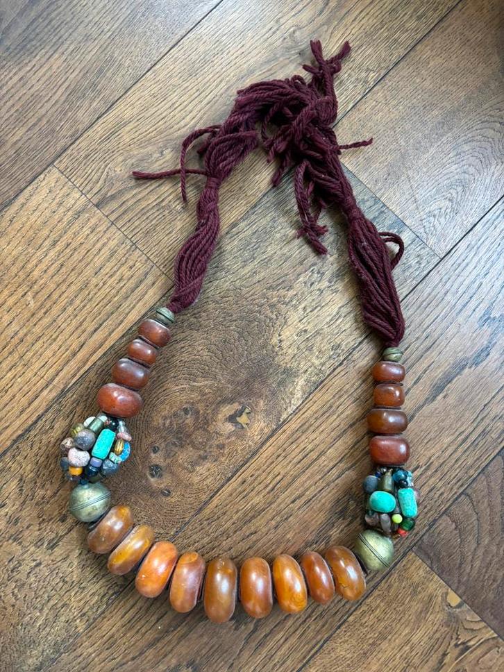 Marokkaanse Berber ketting, Sieraden, Tassen en Uiterlijk, Kettingen, Gebruikt, Steen of Mineraal, Oranje, Met edelsteen, Ophalen of Verzenden