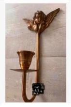 Mooie Brocante koperen kaarsenstandaard Engel 23 x 12 cm, Antiek en Kunst, Curiosa en Brocante, Ophalen of Verzenden