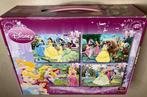 Koffertje met 4 prinsessen puzzels, 12/16/20/24 stukjes, Ophalen of Verzenden, 10 tot 50 stukjes, Zo goed als nieuw, 4 tot 6 jaar