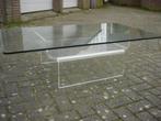 Vintage salontafel jaren 70 plexiglas/ glazen blad, Ophalen, Gebruikt, 100 tot 150 cm, 50 tot 100 cm