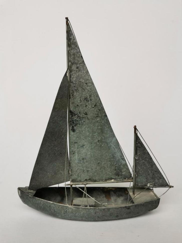 Vintage beeld metalen boot zeilschip nautisch, Antiek en Kunst, Kunst | Beelden en Houtsnijwerken, Verzenden