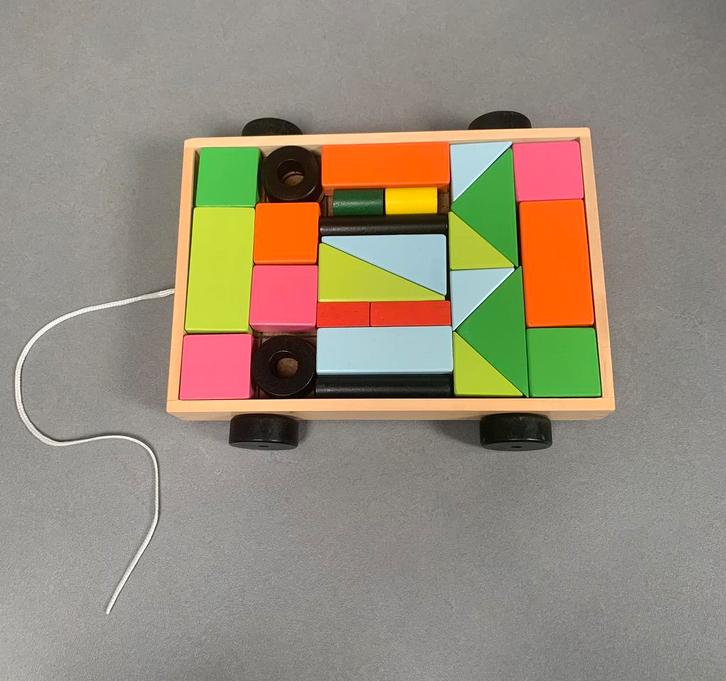 Houten blokkenkar IKEA Mula, Kinderen en Baby's, Speelgoed | Houten speelgoed, Zo goed als nieuw, Ophalen of Verzenden