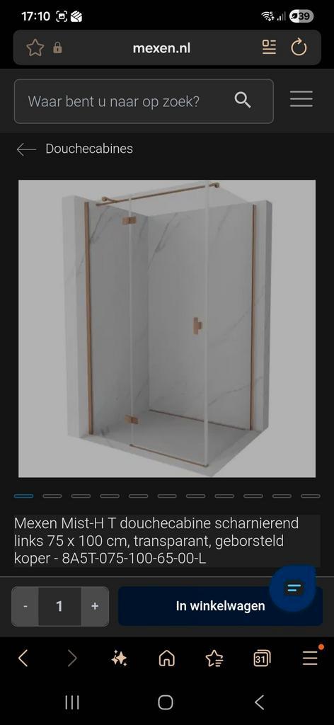 Douchecabine Geborsteld Koper 75x100cm, Huis en Inrichting, Badkamer | Complete badkamers, Nieuw, Met douche, Ophalen