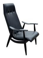 Vintage Fauteuil Jaren 60 Zwart Louis Van Teeffelen Stijl, Huis en Inrichting, Fauteuils, Gebruikt, 50 tot 75 cm, Vintage, Ophalen