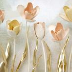 Tulpen fotobehang Goud, bloemen behang, Fotobehang4you, Verzenden, Minder dan 10 m², Trendy behang, tulpen, goud, bloemen