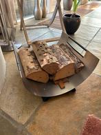 Blomus RVS Openhaardset - Houtbak & Gereedschap, Ophalen of Verzenden, Zo goed als nieuw, Vrijstaande haard, Houthaard