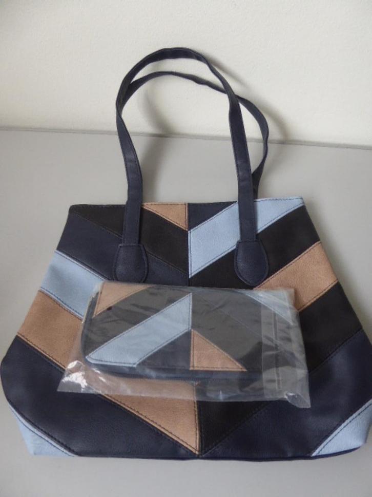 handtas met bijpassende portemonnee NIEUW!, Sieraden, Tassen en Uiterlijk, Tassen | Damestassen, Nieuw, Handtas, Blauw, Ophalen of Verzenden