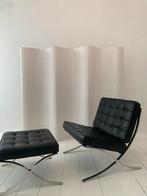 Barcelona lounge chair met voetenkrukje, zwart / chrome, Ophalen of Verzenden, Zo goed als nieuw, 75 tot 100 cm, Leer