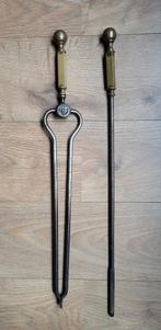 Oude sierlijke kachelpook en kacheltang - set, Ophalen of Verzenden, Gebruikt, Vrijstaande haard, Houthaard