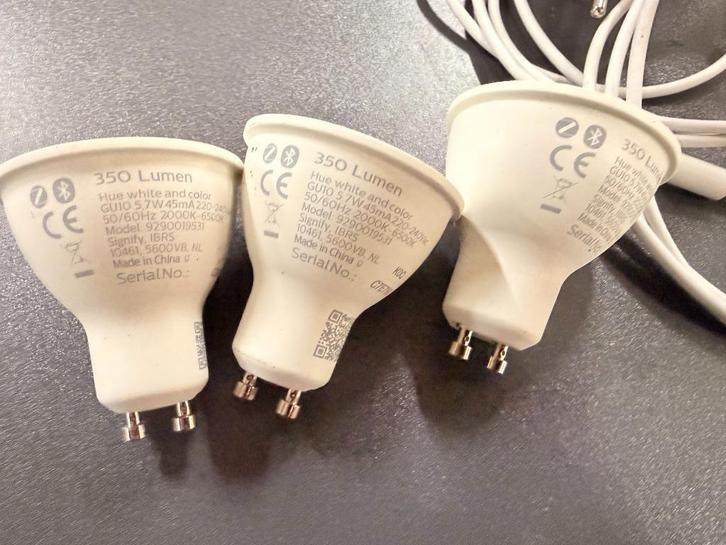 Philips Hue White and Color GU10 – set van 3 (gebruikt), Huis en Inrichting, Lampen | Losse lampen, Gebruikt, Led-lamp, Minder dan 30 watt