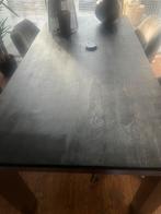 Zwarte eettafel met roestvrijstalen onderstel., Ophalen, Zo goed als nieuw, 4 tot 6 stoelen