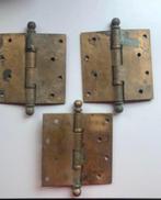 Antieke zware koperen scharnieren deurbeslag, Doe-het-zelf en Verbouw, Hang- en Sluitwerk, Gebruikt, Ophalen of Verzenden