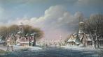 Mooi schilderij winterlandschap op paneel. Thomas Heesakkers, Antiek en Kunst, Kunst | Schilderijen | Klassiek, Ophalen