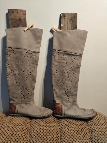 Dames laarzen Karma of Charme, maat 38, leder, beige, grijs  beschikbaar voor biedingen