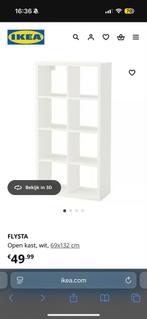 IKEA Flysta Boekenkast - Wit - 69x132 cm, Huis en Inrichting, Ophalen, Met plank(en), Kunststof, 100 tot 150 cm