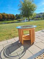 Rotan Salontafel met Glazen Blad, Huis en Inrichting, 50 tot 100 cm, 50 tot 75 cm, Glas, Rond
