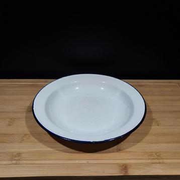 Emaille bord wit met blauwe rand no 43 beschikbaar voor biedingen