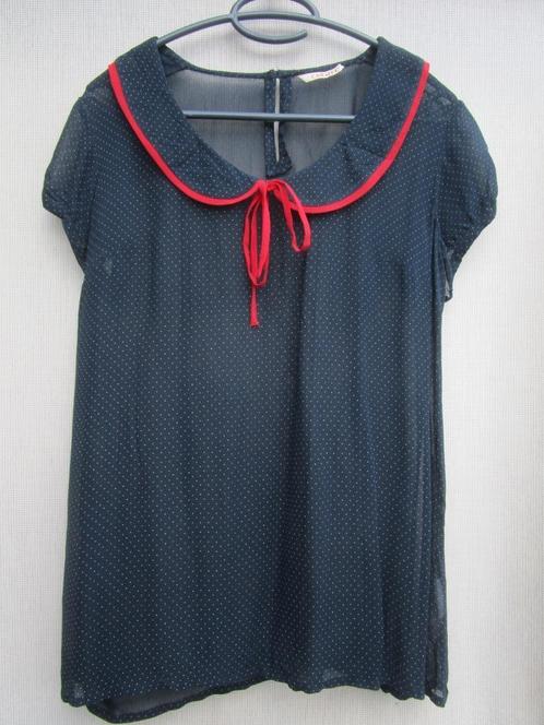 Blouseje mt 40 CAMAYEU  donkerblauw fifties, Kleding | Dames, Blouses en Tunieken, Zo goed als nieuw, Maat 38/40 (M), Blauw, Verzenden