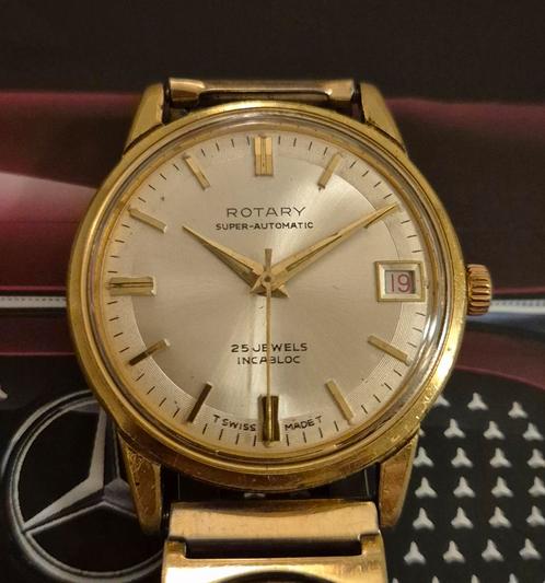Vintage horloge Rotary Super Automatic Swiss made verzamelin, Sieraden, Tassen en Uiterlijk, Horloges | Heren, Gebruikt, Polshorloge