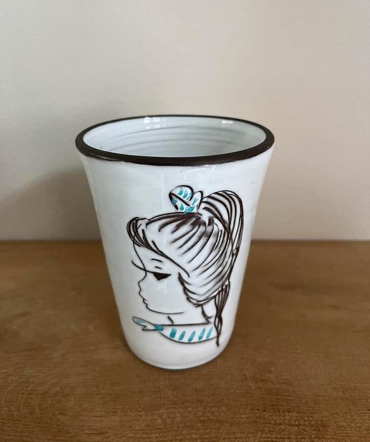 Vaas meisje blauw Boonstra, Antiek en Kunst, Antiek | Keramiek en Aardewerk, Ophalen of Verzenden