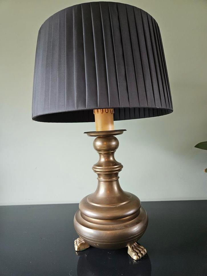 Vintage messing / koperen lampvoet met leeuwenpootjes, Huis en Inrichting, Lampen | Tafellampen, Gebruikt, Minder dan 50 cm, Overige materialen