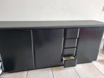 Zwart Dressoir met Lades en Deuren, Huis en Inrichting, Kasten | Buffetkasten, Ophalen, Overige materialen, Gebruikt, 150 tot 200 cm