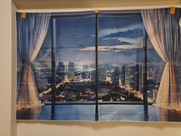 Polyester (tuin)posters uitzicht wolkenkrabbers 150 x 100 cm beschikbaar voor biedingen