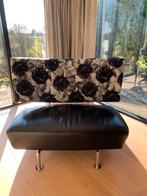 Leolux Akka, draaibare chaise longue zwart leer en textiel, Ophalen, Gebruikt, Minder dan 75 cm, Leer