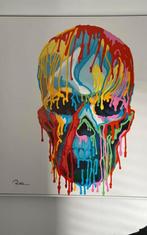 Colorful skull schilderij mixed art, Ophalen