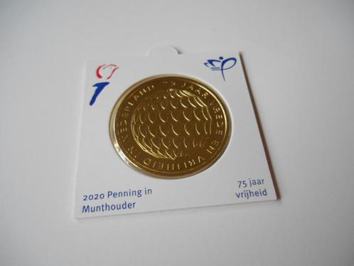 75 jaar vrijheid penning in officiële munthouder 2020, Postzegels en Munten, Penningen en Medailles, Overige materialen, Nederland