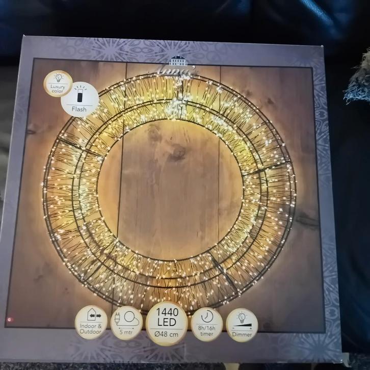 Verlichte Kerstkrans - Binnen/Buiten, Huis en Inrichting, Woonaccessoires | Kransen, Nieuw, Ophalen of Verzenden