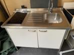 Kitchenette met kookplaat, koelkast, vriesvak en kraan, Huis en Inrichting, Minder dan 100 cm, Grijs, 100 tot 150 cm, Gebruikt