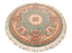 Handgemaakt rond wol Aubusson tapijt turquoise 180x180cm, Aubusson Frans floral Oriental orient pastel hype, 150 tot 200 cm, Rond